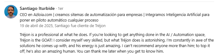 LinkedIn recommendation — Santiago Iturbide